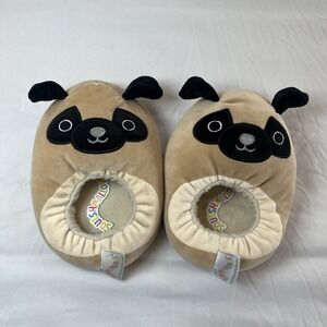 Squishmallows Kids Slippers Plush Pug Dog‎ Tan Size 11/12